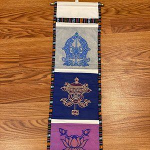 Tibetan Handicraft Embroidered Three Pocket Wall Hanging.